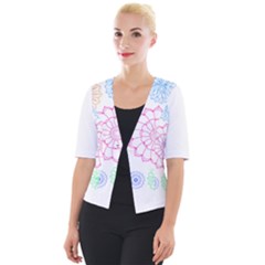 Flower Pattern T- Shirt Colorful Groovy Flower Pattern Outline T- Shirt Cropped Button Cardigan by EnriqueJohnson