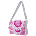 Flower Pattern T- Shirt Pink Psychedelic Floral Power Pattern T- Shirt Full Print Messenger Bag (M) View1