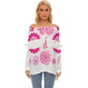 Flower Pattern T- Shirt Pink Psychedelic Floral Power Pattern T- Shirt Off Shoulder Chiffon Pocket Shirt View1