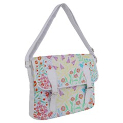 Flower Pattern T- Shirt Vintage Inspired Flower Botanical T- Shirt Buckle Messenger Bag