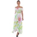 Flower Pattern T- Shirtflower T- Shirt Off Shoulder Open Front Chiffon Dress View1