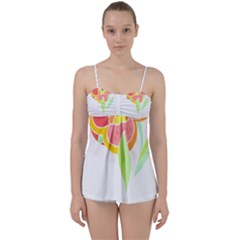 Flowers Art T- Shirtflower T- Shirt (2) Babydoll Tankini Top