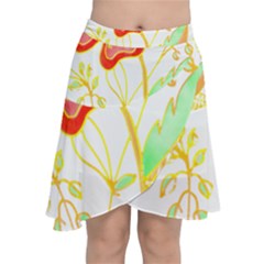 Flowers Art T- Shirtflowers T- Shirt (4) Chiffon Wrap Front Skirt