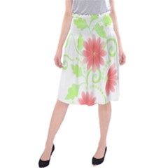 Flowers Art T- Shirtflowers T- Shirt (11) Midi Beach Skirt by EnriqueJohnson