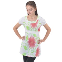 Flowers Art T- Shirtflowers T- Shirt (11) Puff Sleeve Tunic Top by EnriqueJohnson