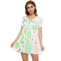 Flowers Art T- Shirtflowers T- Shirt (12) Tiered Short Sleeve Babydoll Dress