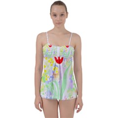 Flowers Art T- Shirtflowers T- Shirt (13) Babydoll Tankini Top