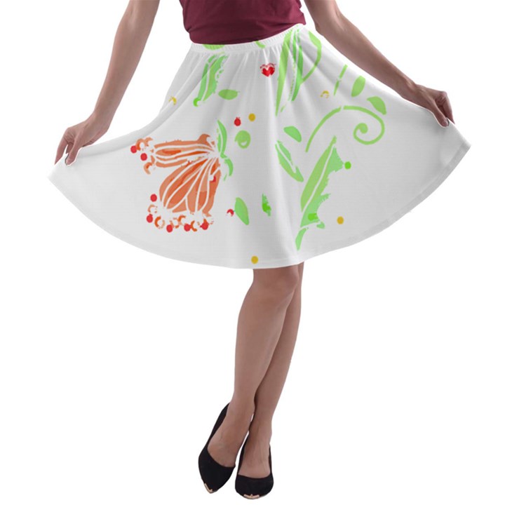 Flowers Art T- Shirtflowers T- Shirt (19) A-line Skater Skirt