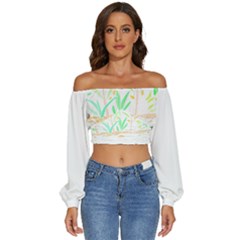 Flowers Art T- Shirtflowers T- Shirt (20) Long Sleeve Crinkled Weave Crop Top