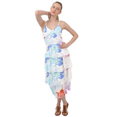 Flowers Illustration T- Shirt Sunshine Blossoms Layered Bottom Dress