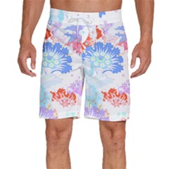 Flowers Illustration T- Shirt Sunshine Blossoms Men s Beach Shorts by EnriqueJohnson