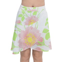 Flowers Illustration T- Shirtflowers T- Shirt (8) Chiffon Wrap Front Skirt