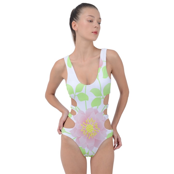 Flowers Illustration T- Shirtflowers T- Shirt (8) Side Cut Out Swimsuit