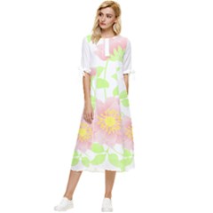 Flowers Illustration T- Shirtflowers T- Shirt (8) Bow Sleeve Chiffon Midi Dress by EnriqueJohnson