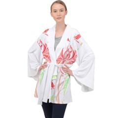 Flowers Lover T- Shirtflowers T- Shirt (3) Long Sleeve Velvet Kimono 