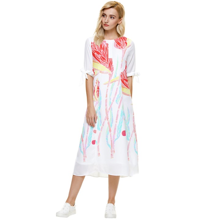 Flowers Lover T- Shirtflowers T- Shirt (4) Bow Sleeve Chiffon Midi Dress