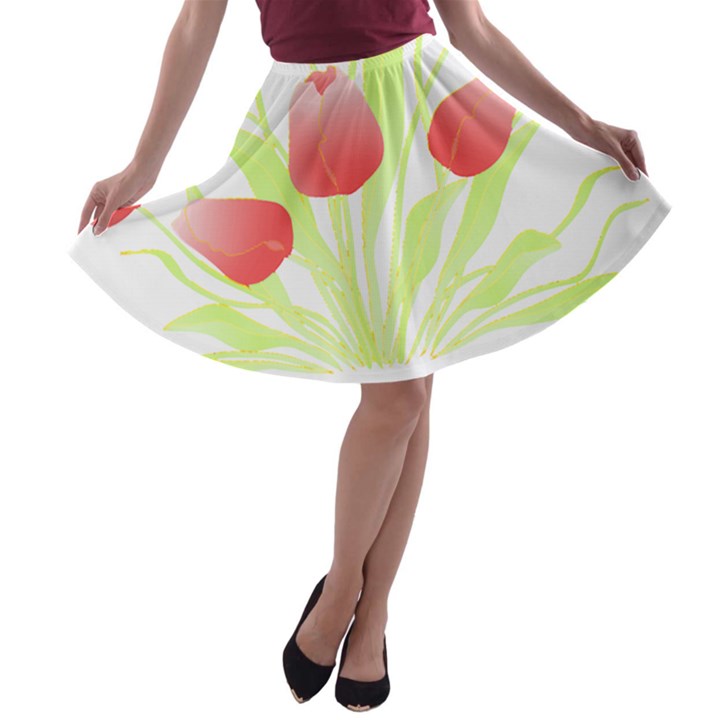 Flowers Lover T- Shirtflowers T- Shirt (7) A-line Skater Skirt