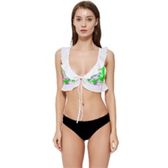 Flowers T- Shirt Abstract Flowers Low Cut Ruffle Edge Bikini Top