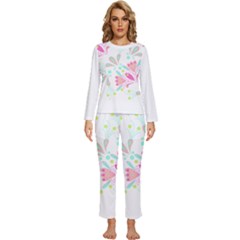 Flowers T- Shirt Batik Flower  Pattern T- Shirt Womens  Long Sleeve Lightweight Pajamas Set