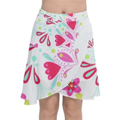 Flowers T- Shirt Batik Flower Pattern T- Shirt Chiffon Wrap Front Skirt