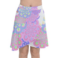 Flowers T- Shirt Flower Bouquet Pink, Purple, Blue T- Shirt Chiffon Wrap Front Skirt