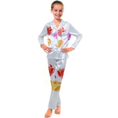 Flowers T- Shirtflowers T- Shirt (3) Kids  Satin Long Sleeve Pajamas Set by EnriqueJohnson