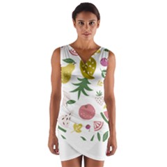 Fruits T- Shirt Funny Summer Fruits Collage Fruit Bright Colors T- Shirt Wrap Front Bodycon Dress by EnriqueJohnson