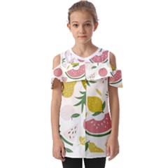 Fruits T- Shirt Funny Summer Fruits Collage Fruit Bright Colors T- Shirt Fold Over Open Sleeve Top by EnriqueJohnson