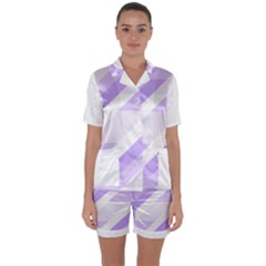 Geometric Abstract Art T- Shirt Purple Mountains Pattern Satin Short Sleeve Pajamas Set by EnriqueJohnson