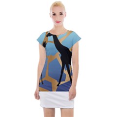 Giraffe Lover T- Shirt G I R A F F E O N G I R A F F E P R I N T P R E T T Y F O R V A C A T I O N T Cap Sleeve Bodycon Dress