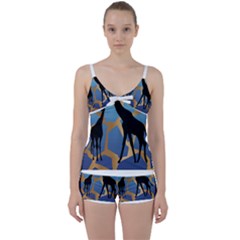 Giraffe Lover T- Shirt G I R A F F E O N G I R A F F E P R I N T P R E T T Y F O R V A C A T I O N T Tie Front Two Piece Tankini