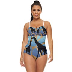 Giraffe Lover T- Shirt G I R A F F E O N G I R A F F E P R I N T P R E T T Y F O R V A C A T I O N T Retro Full Coverage Swimsuit