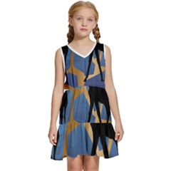 Giraffe Lover T- Shirt G I R A F F E O N G I R A F F E P R I N T P R E T T Y F O R V A C A T I O N T Kids  Sleeveless Tiered Mini Dress