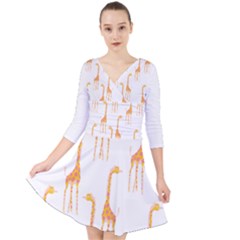 Giraffe Pattern T- Shirt Giraffes T- Shirt Quarter Sleeve Front Wrap Dress by EnriqueJohnson