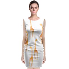 Giraffe Pattern T- Shirt Giraffes T- Shirt Sleeveless Velvet Midi Dress