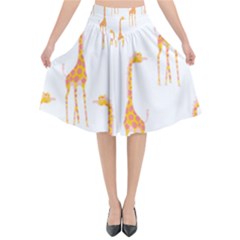 Giraffe Pattern T- Shirt Giraffes T- Shirt Flared Midi Skirt by EnriqueJohnson