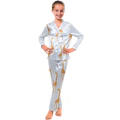 Giraffe Pattern T- Shirt Giraffes T- Shirt Kids  Satin Long Sleeve Pajamas Set by EnriqueJohnson