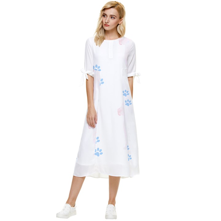 Great Dane T- Shirt Great Dane Dog Pattern T- Shirt Bow Sleeve Chiffon Midi Dress