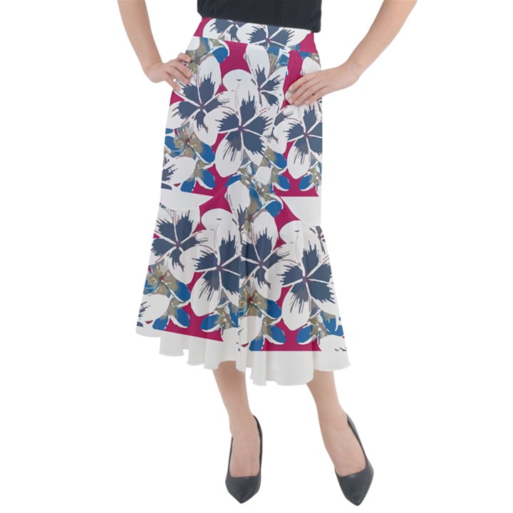 Hawaii T- Shirt Hawaii Branch Pattern T- Shirt Midi Mermaid Skirt