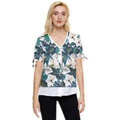 Hawaii T- Shirt Hawaii Christmas Flower Trend T- Shirt Bow Sleeve Button Up Top