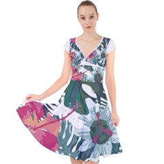 Hawaii T- Shirt Hawaii Deforestation Garden T- Shirt Cap Sleeve Front Wrap Midi Dress