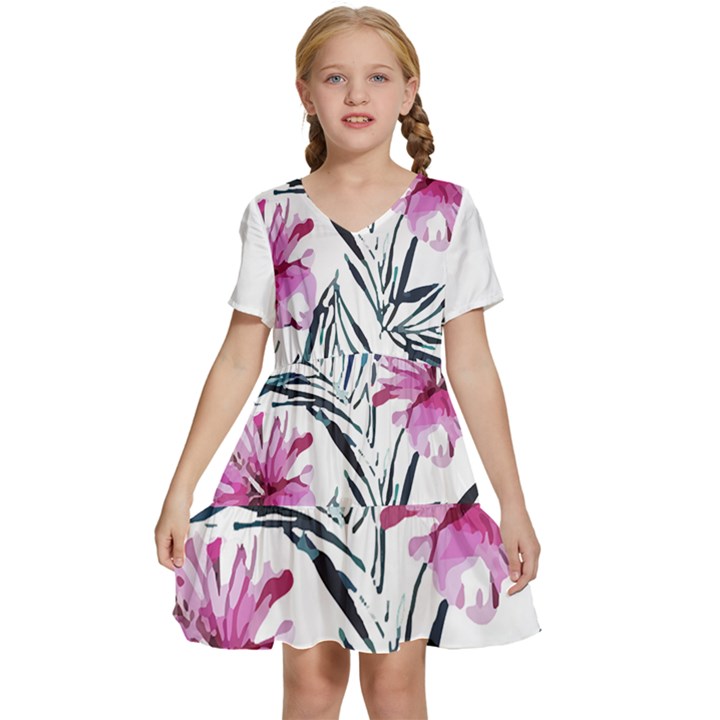 Hawaii T- Shirt Hawaii Elegant Creative T- Shirt Kids  Short Sleeve Tiered Mini Dress