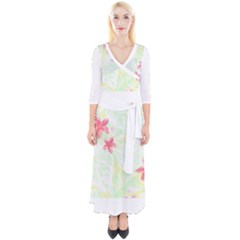 Hawaii T- Shirt Hawaii Flora Garden T- Shirt Quarter Sleeve Wrap Maxi Dress