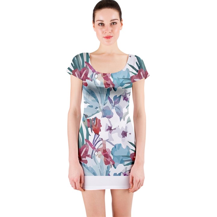 Hawaii T- Shirt Hawaii Flora Pattern T- Shirt Short Sleeve Bodycon Dress