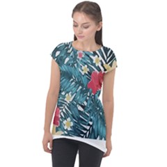 Hawaii T- Shirt Hawaii Floral Fashion T- Shirt Cap Sleeve High Low Top