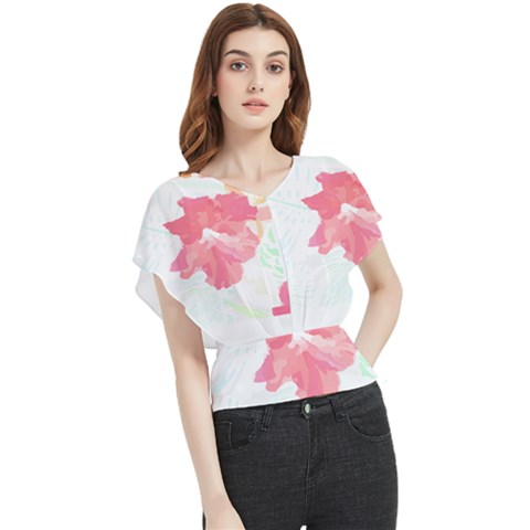 Hawaii T- Shirt Hawaii Florist Modern T- Shirt Butterfly Chiffon Blouse by EnriqueJohnson