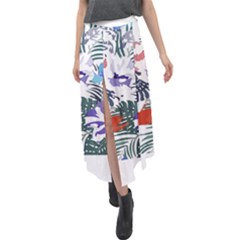 Hawaii T- Shirt Hawaii Flourish Pattern T- Shirt Velour Split Maxi Skirt