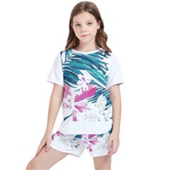 Hawaii T- Shirt Hawaii Flower Bride Garden T- Shirt Kids  T-shirt And Sports Shorts Set