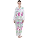 Hawaii T- Shirt Hawaii Flowerbages Pattern T- Shirt Women s Long Sleeve Satin Pajamas Set	 View1