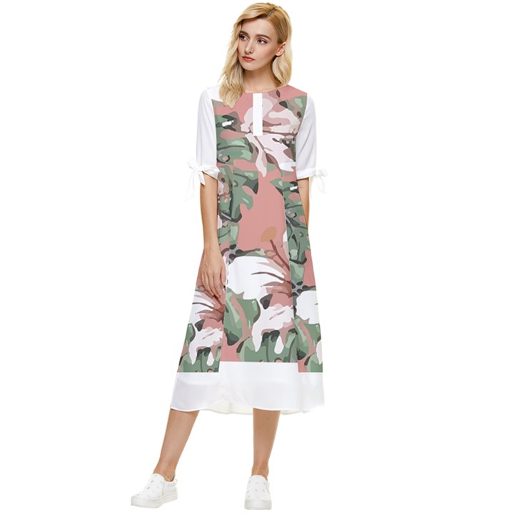 Hawaii T- Shirt Hawaii Hello Modern T- Shirt Bow Sleeve Chiffon Midi Dress